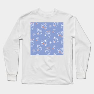 Very Peri Abstract Faces Long Sleeve T-Shirt